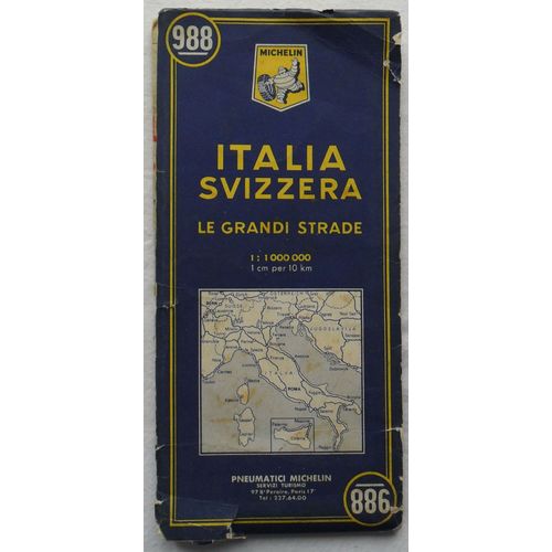 Carte Routire Michelin N 988 - Italie / Suisse De 1967.