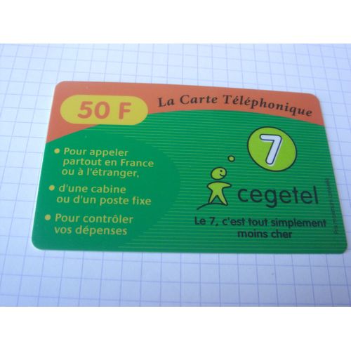 Carte Tlphonique - Cegetel - 50 F - Le 7 C'est Tout Simplement Moins Cher