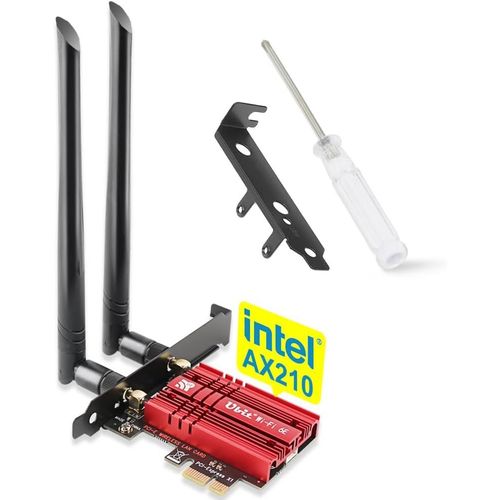 Carte WiFi 5400Mbps PCIe WiFi 6E Bluetooth5.2, Intel WiFi 6E AX210, Tri-Bandes (6GHz/5GHz/2.4GHz) Carte WiFi 6 pour PC Win 11/10(64Bit).[F1113]