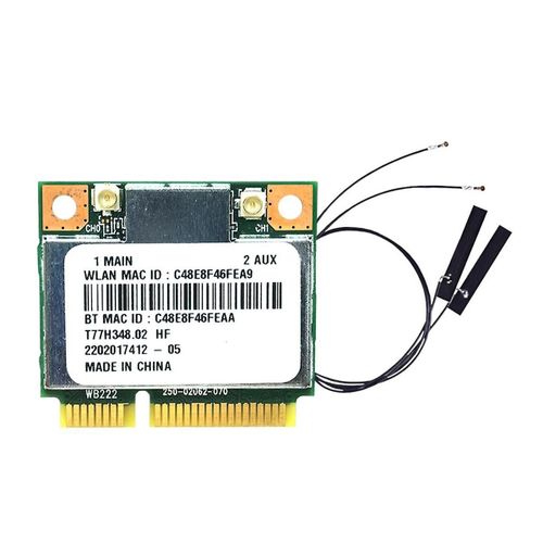 Carte WiFi AR5B22 AR9462 + antennes internes 300 Mbps 2.4G / 5G Adaptateur WiFi Mini PCl-E double bande BT4.0 pour Windows7/8/10