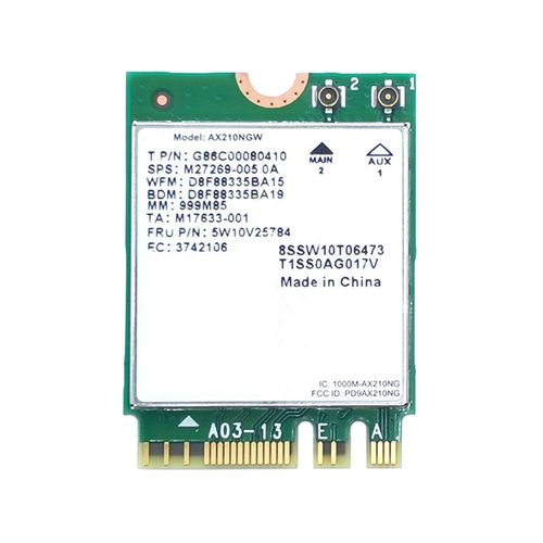 Carte WiFi AX210 Carte RSeau AX210NGW Dual Band 2.4Ghz/5G WI-FI 6E M.2 NGFF 802.11Ax Adaptateur Sans Fil Bluetooth 5.2