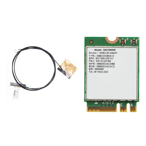 Carte WiFi AX210NGW + Antenne WIFI 6E Bluetooth 5.2 2.4Ghz 5Ghz 3000Mbps M.2 Adaptateur Sans Fil 802.11Ax Carte RSeau