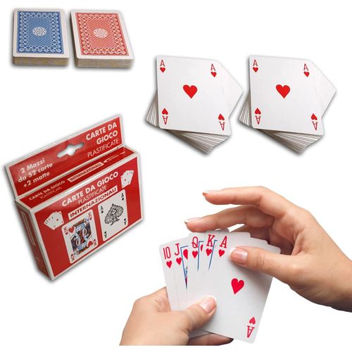 Cartes  Jouer Ramino Jeu De Cartes Franais-2 Jeu De 52 Cartes + 2 Mat Rouge/Bleu-Poker,chelle 40,Bridge,Texas Hold'em,Burraco,Durak,Mau Mau,Skat,Canasta