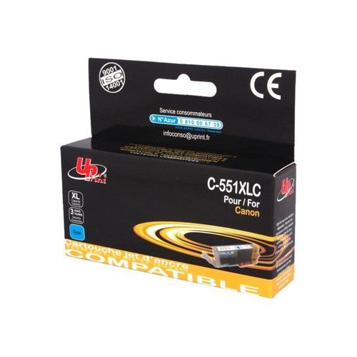 Uprint C-551xlc - 15 Ml - Taille Xl - Cyan - Cartouche D'encre (quivalent  : Canon Cli-551xl ) - Pour Canon Pixma Ip8750, Ix6850, Mg5550, Mg5650, Mg5655, Mg6450, Mg6650, Mg7150, Mg7550, Mx725