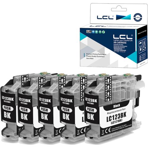 Cartouche D'encre Compatible Lc121 Lc123 Lc121bk Lc123bk (5 Noir) Remplacement Pour Brother Mfc-J4410dw J4510dw J4610dw J4710dw J470dw J6920dw J870dw J245 J650dw J6720dw J6520dw Dcp-J4110dw