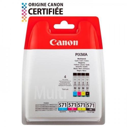 Canon Pack De 4 Cartouches D'encre Cli-571 Noir/Cyan/Magenta/Jaune Canon