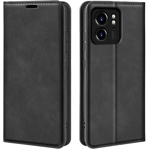Cas De Pour Motorola Edge 40 6,55 Pouces Pu Cuir Housse Flip Coque Rtro Motif Avec Built Stand Et Magntique Auto-Adsorption Portefeuille Protection Cas Noir