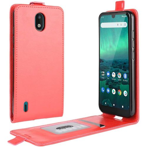 Cas De Pour Nokia 1.3 5 71 Pouces Verticale Pu Cuir Housse Up And Down Open tui Avec Magntique Fermeture Carte Slot Portefeuille Shell De Protection Rouge