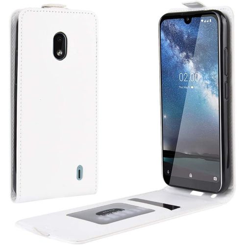 Cas De Pour Nokia 2.2 5 71 Pouces Verticale Pu Cuir Housse Up And Down Open tui Avec Magntique Fermeture Carte Slot Portefeuille Shell De Protection Blanc
