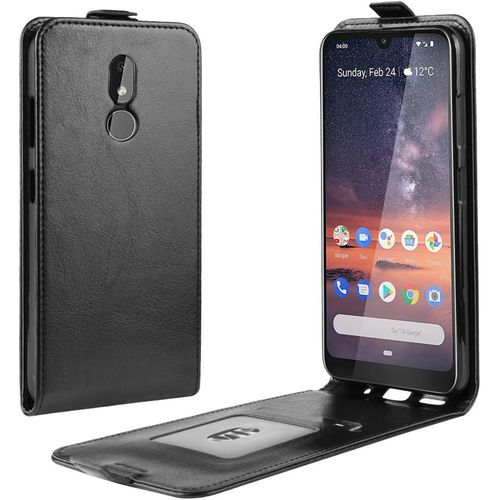 Cas De Pour Nokia 3.2 6 26 Pouces Verticale Pu Cuir Housse Up And Down Open tui Avec Magntique Fermeture Carte Slot Portefeuille Shell De Protection Noir