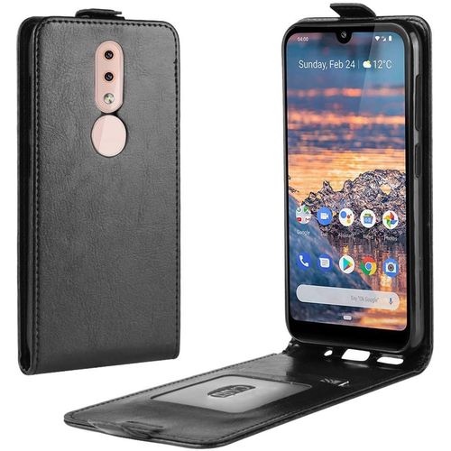 Cas De Pour Nokia 4.2 5 71 Pouces Verticale Pu Cuir Housse Up And Down Open tui Avec Magntique Fermeture Carte Slot Portefeuille Shell De Protection Noir