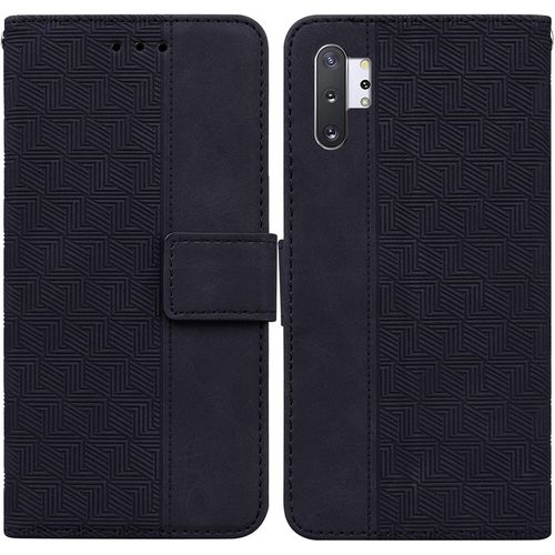 Cas De Pour Samsung Galaxy Note10+Sm N975 6 8 Pouces Pu Cuir Housse Flip Coque Gomtrie Motif Avec Built Stand Magntique Fermeture Portefeuille tui De Protection Noir