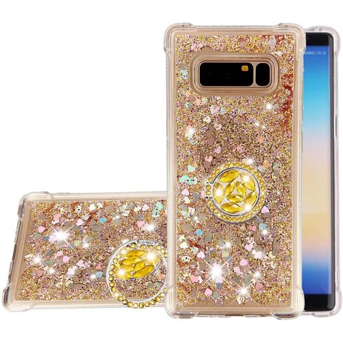 Cas For Samsung Galaxy Note 8 / N950, Srie Quicksand Glitter Flowing Floating Filles Femmes tui Tlphone Avec Kickstand, Soft Tpu Caisson De Pare-Chocs Cashion Clear Clef Case Smartphon