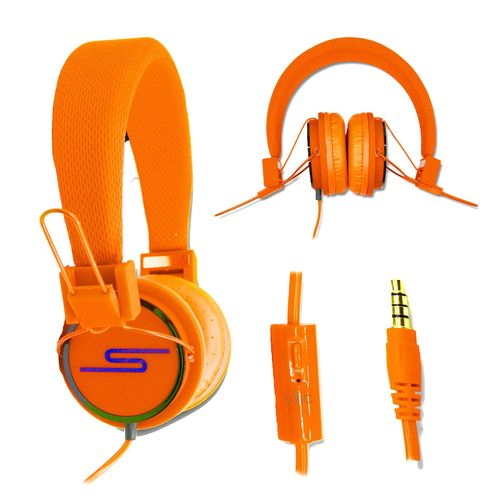 Casque audio stro orange Extra-Bass Clear Sound avec fonction micro + tlcommande