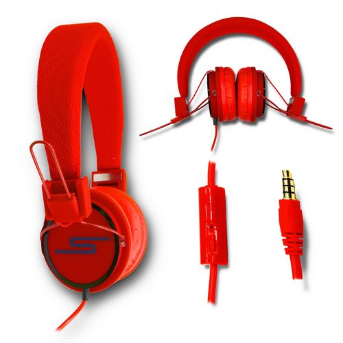 Casque audio stro rouge Extra-Bass Clear Sound avec fonction micro + tlcommande