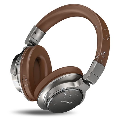 Casque Bluetooth 5.3 Extra-Bass Micro tanche IPX3 Pliable Swissten Marron