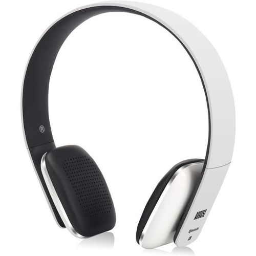 Casque Bluetooth Audio Sans Fil Blanc Ultra Lger - August Ep636 - Micro, Nfc, Discret, Autonomie 12h - Supra Auriculaire Aural
