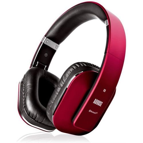 Casque Bluetooth Sans Fil Rouge Audio Aptx Ll Low Latency - August Ep650 - Micro, Batterie 15h, Nfc, Pliable, Circum Aural, Jack 3.5