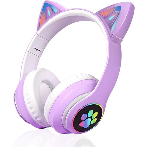 Casque Bluetooth Pour Enfants, Pliable Casque Audio Enfant Bluetooth  Led Avec Oreilles De Chat, Enfant Casque Sans Fil Avec Limite De Volume De 85 Db, Cadeau D'Anniversaire Idal[GBP6274932]