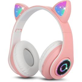 Casque Bluetooth sans Fil Casque pour Enfant Casque d'oreille de Chat  Pliable avec Microphone Stéréo Casque Audio Enfant Bluetooth Fille pour  Phones PC (Rose)