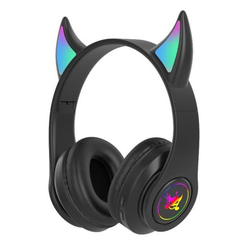 Casque d'coute de jeu stro avec micro, Bluetooth, compatible avec les couteurs Demon, modle priv, mont sur la tte, lumineux rvb