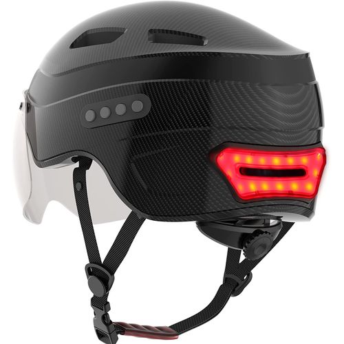 Casque De Vlo Intelligent En Fibre De Carbone Avec Fonction D'Enregistrement Bluetooth Adapt  Un Tour De Tte De 58  62 Cm Avec Voyant D'Avertissement Led Casque Multifonctionnel - Noir Et Gris
