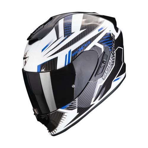 Casque Moto Intgral Scorpion Exo-1400 Evo Air Shell Ece 22-06 - Blanc/Bleu - Xs
