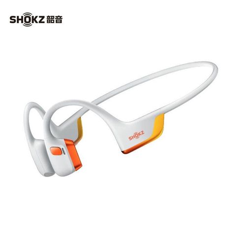 Casque sportif SHOKZ OpenRun Pro 2 a conduction osseuse, Casque sans fil  oreilles ouvertes avec bluetooth 5.3. microphone anti-bruit, IP55 rsistant  leau, charge rapide usb-c, blanc orange