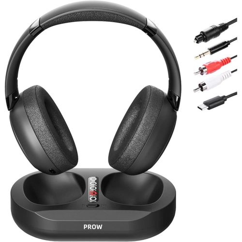 Casque TV sans Fil,2.4G et Bluetooth 5.3 Technologie bi-Mode Casque TV pour Personnes ges,Auriculaire sans Retard de Synchronisation,avec Base mettrice,Support Fibre Optique/USB/RCA/BT