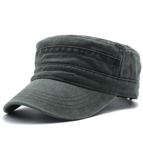 Casquette Militaire  Dessus Plat En Coton Lav Pour Hommes Et Femmes,Casquettes De Poisson En Plein Air Rglables,Casquette De L'arme Des Cadets,Chapeaux De L'arme Rtro,Sophia - Type Army Green