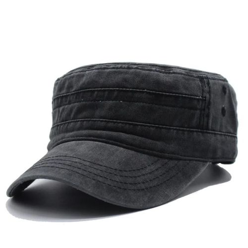 Casquette Militaire  Dessus Plat En Coton Lav Pour Hommes Et Femmes,Casquettes De Poisson En Plein Air Rglables,Casquette De L'arme Des Cadets,Chapeaux De L'arme Rtro,Sophia - Type Black #A
