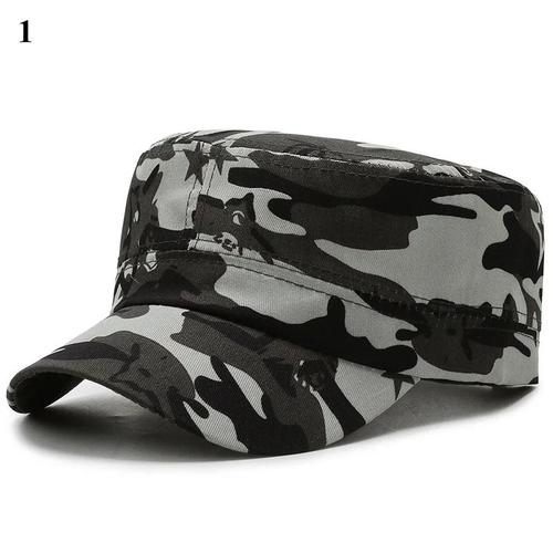 Casquette Militaire  Dessus Plat En Coton Lav Pour Hommes Et Femmes,Casquettes De Poisson En Plein Air Rglables,Casquette De L'arme Des Cadets,Chapeaux De L'arme Rtro,Sophia - Type Black #D