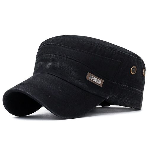Casquette Militaire  Dessus Plat En Coton Lav Pour Hommes Et Femmes,Casquettes De Poisson En Plein Air Rglables,Casquette De L'arme Des Cadets,Chapeaux De L'arme Rtro,Sophia - Type Black D