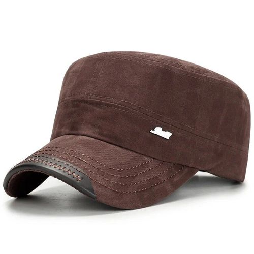 Casquette Militaire  Dessus Plat En Coton Lav Pour Hommes Et Femmes,Casquettes De Poisson En Plein Air Rglables,Casquette De L'arme Des Cadets,Chapeaux De L'arme Rtro,Sophia - Type Coffee