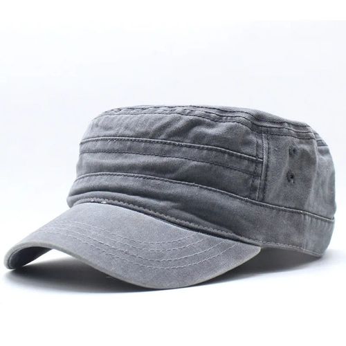 Casquette Militaire  Dessus Plat En Coton Lav Pour Hommes Et Femmes,Casquettes De Poisson En Plein Air Rglables,Casquette De L'arme Des Cadets,Chapeaux De L'arme Rtro,Sophia - Type Grey #A