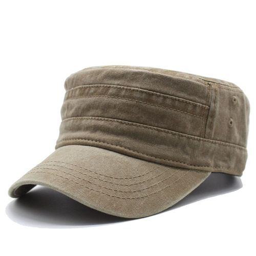 Casquette Militaire  Dessus Plat En Coton Lav Pour Hommes Et Femmes,Casquettes De Poisson En Plein Air Rglables,Casquette De L'arme Des Cadets,Chapeaux De L'arme Rtro,Sophia - Type Khaki #B