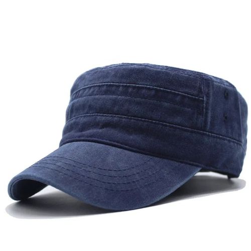 Casquette Militaire  Dessus Plat En Coton Lav Pour Hommes Et Femmes,Casquettes De Poisson En Plein Air Rglables,Casquette De L'arme Des Cadets,Chapeaux De L'arme Rtro,Sophia - Type Navy Blue #A