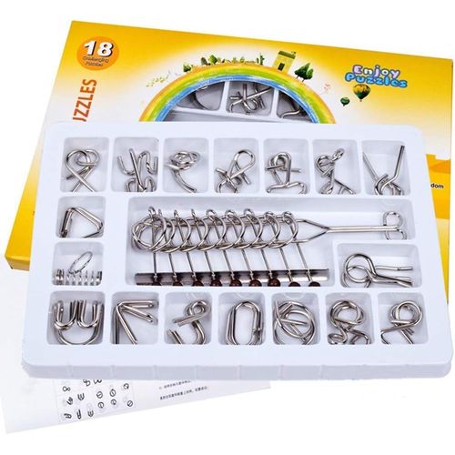 Casse-tte en Mtal Set 18 Pices - Jouet de Puzzle en Mtal