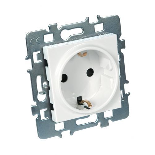Casual Mcanisme 2p+T Schuko + Cache Blanc + Support Mtal Debflex