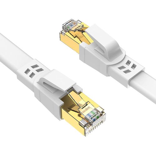 Cat 8 Cble Ethernet 1m 2 Pices - Cble Rseau 40Gbps 2000MHz Plat STP RJ45 LAN Cble Compatible avec Routeur Modem Switch.[T653]