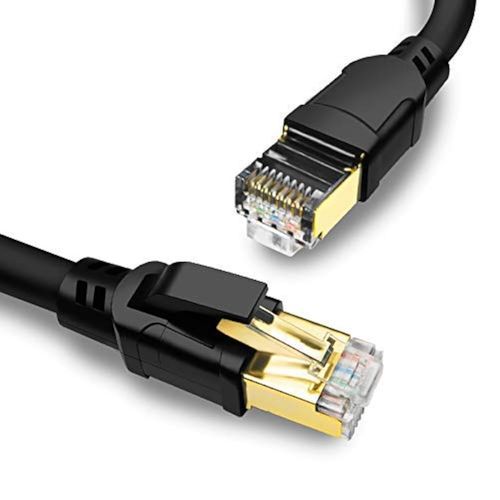 Cat 8 Cable Ethernet 2m 2Pcs, RJ45 Cble Rseau 40Gbps 2000MHz S/FTP Super Dbit Cable Internet, Double Blind Cable Lan 2m Pour avec POE, Router, TV, Switch, PC, Plus Rapide que Cat7 (Noir)