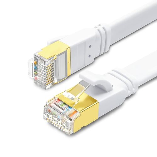 Cat 8 Cable Ethernet 3m 2pcs, Cble Internet Haut Dbit 40Gbps 2000MHz SFTP Blind LAN Cble Rseau Plat Cable RJ45 Cat8 pour PS5, Routeur, Modem, Switch, TV, PC (Blanc)