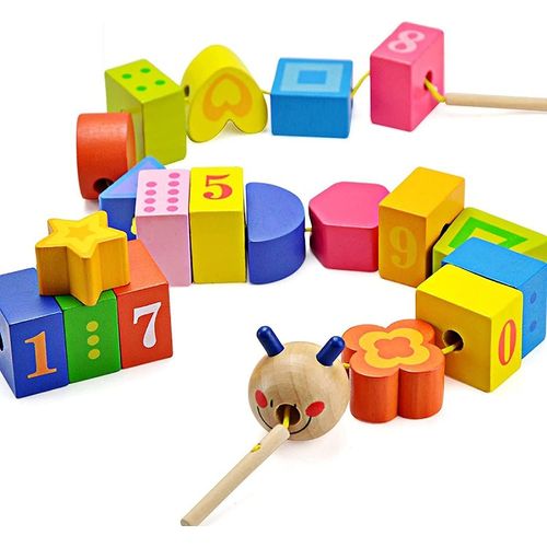 Caterpillar Laing Block Beads String Threading - Tout-Petit Apprendre Les Mathmatiques Compter, Nombres Et Formes - Bb Enfants Motricit Fine Jouets De Dveloppement Prcoce