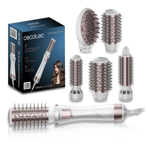 Cecotec Brosse  Air 5 En 1 Bamba Ceramiccare 5in1 Pro 1000 W, Cramique, Technologie Ionique, 3 Rglages De Temprature Et 2 Vitesses, Fonction Air Froid, Comprend 5 Ttes