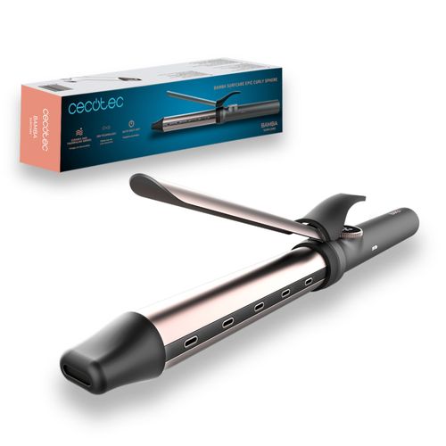 Cecotec Fers  Friser Manuel Bamba Surfcare Epic Curly Sphere 32 Mm En Cramique Et Tourmaline, Rglage De La Temprature 120c-210c Et cran Led, Technologie Des Ions, Cble Rotatif