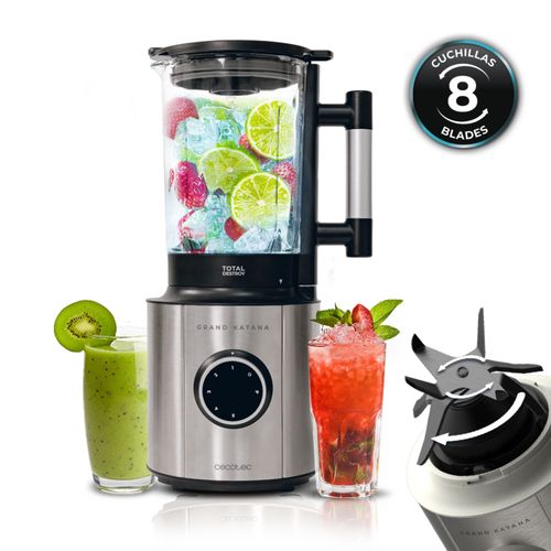 Cecotec Mlangeur en verre Grand Katana 2700MAX Total Destroy B. Puissance nominale 1800 W Max 2700 W, technologie  contre-rotation, lame  revtement en titane noir  8 lames, carafe de 1,8 L