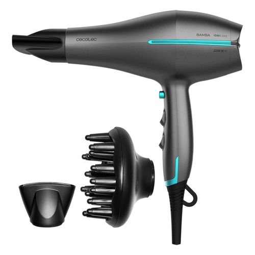 Cecotec Sche Cheveux Bamba Ionicare 5300 Maxi Aura Black. Technologie Ionique Relle Avec Un Grand Dbit D'air, Fonction D'air Froid 2200w, Buse De Prcision (2,8 Mtres De Fil, Blanc)