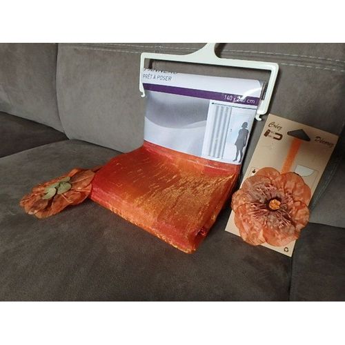 Cde Pour Cause D'erreur De Longueur: 2 Superbes Double Rideaux  Pattes Pour 1 Fentre Coloris Orange/Jaune/Rouge Dimensions 140 Cm X 240 Cm Lavage En Machine, Pas De Repassage En Cadeau 2 Embrasses