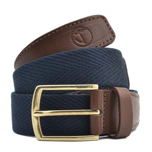 Ceinture En Toile Et Cuir Arafura Seajure Pour Homme Bleu Marine Et Marron