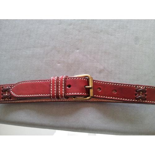 Ceinture Vintage Felisi Taille 75 En Cuir Rouge Cerise